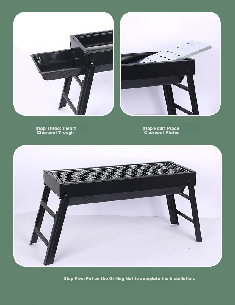 Lingdongli & Muhuo Mini Portable Charcoal Grill, Foldable Barbecue Rack for Home Use, Compact Charcoal Grilling Stove 8