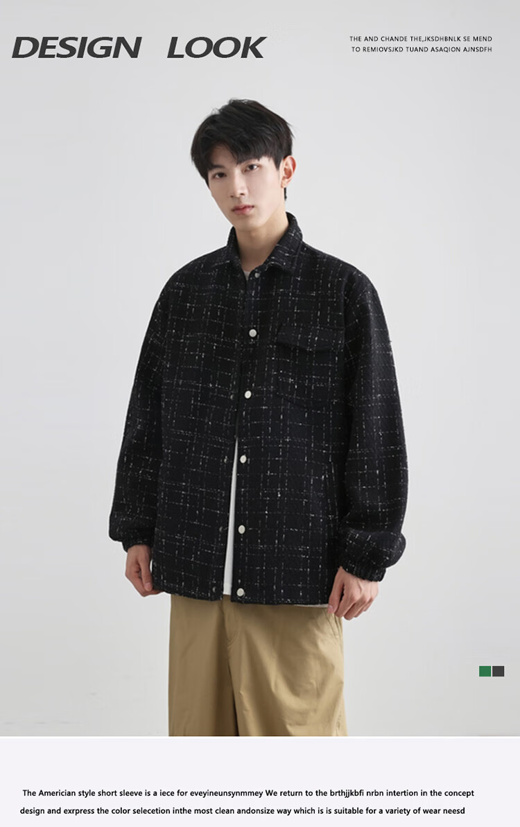 NASA GISS Men's Jacket Spring Autumn Winter Hong Kong Style Trendy Loose Versatile High-End Lapel Coat Black L 1