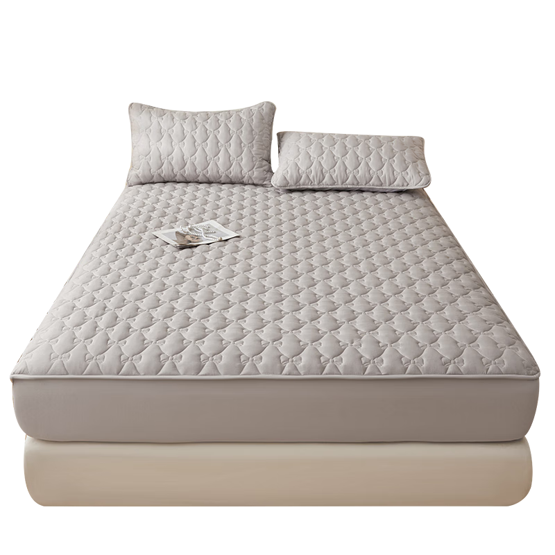 Hongdou Class A Fitted Sheet Full Coverage Mattress Protector Thickened Quilted Bed Sheet Mattress Cover 150*200cm Mountain Gray