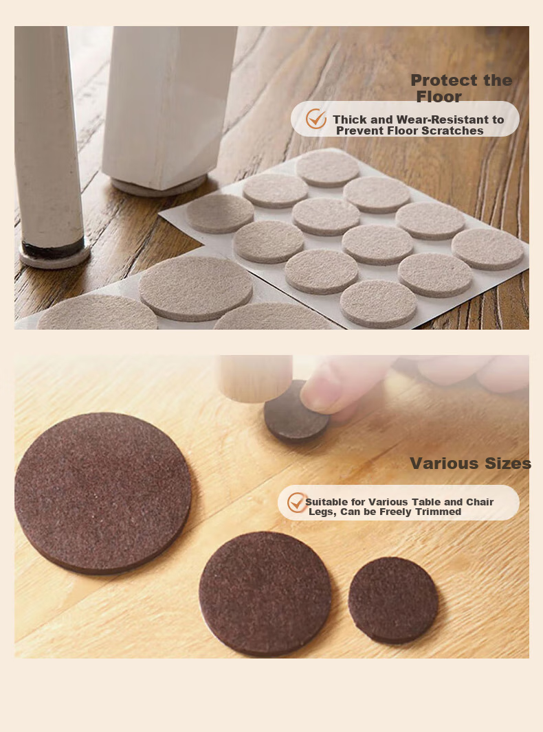 Baoshi Self-Adhesive Floor Pads for Table And Chair Legs, 128 Pieces, Thickened Wear-Resistant, Cuttable, Noise-Reducing And Scratch-Proof 3