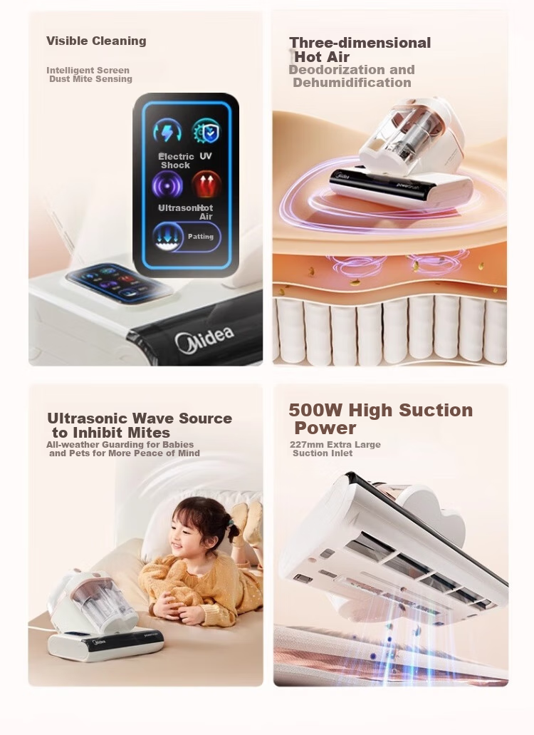 Midea MX7 Sleep Comfort Mite Removal Device [Mother & Baby Grade] Patented Electric Shock Mite Remover 3-in-1 High-Temperature Sterilization Vacuum Cleaner for Bed Home Use 6