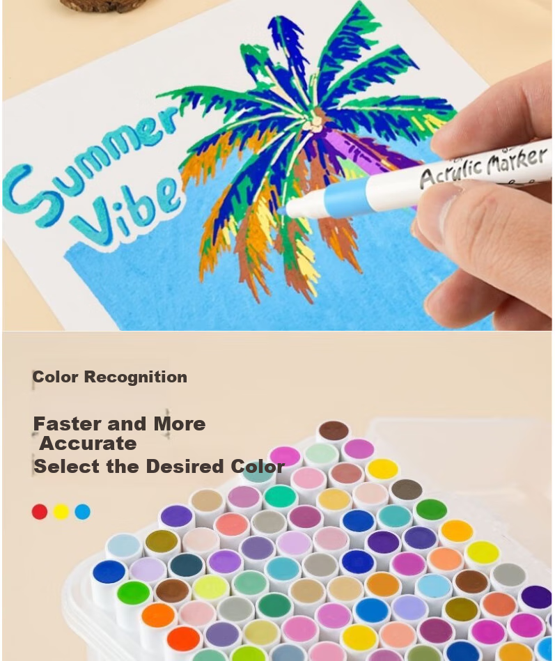 Lvxueji 24-Color Soft Tip Acrylic Markers Black Box Waterproof DIY Art Paint Pens for Kids Drawing Gift for Boys and Girls Children's Day 3