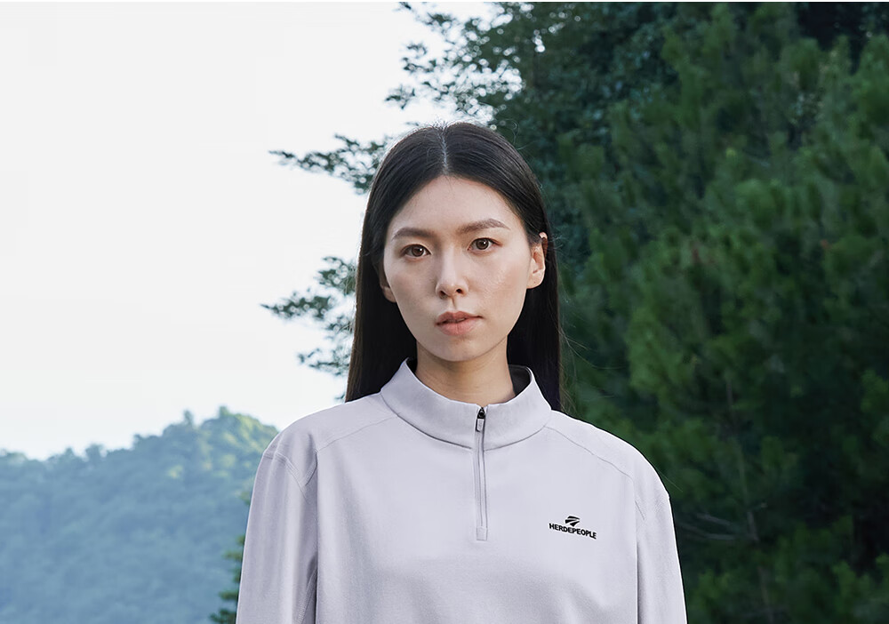 HERDE PEOPLE Muxuangzhe Autumn Half-Open Collar Long Sleeve T-Shirt Unisex Couple 10A Antibacterial Sports Moisture-Wicking Knitwear Moonlight Gray XL 14