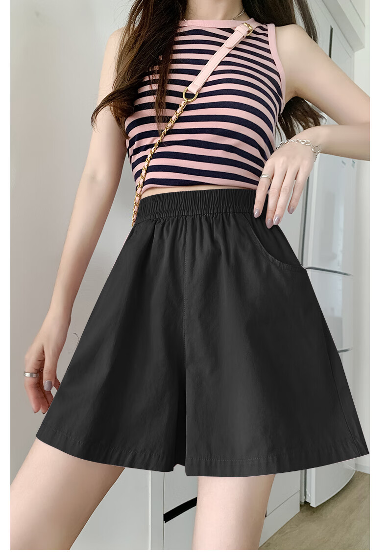 LangSha Women's Summer Thin High Waist Wide Leg Shorts Loose Casual Sports Pants Straight-Leg Work Shorts 15