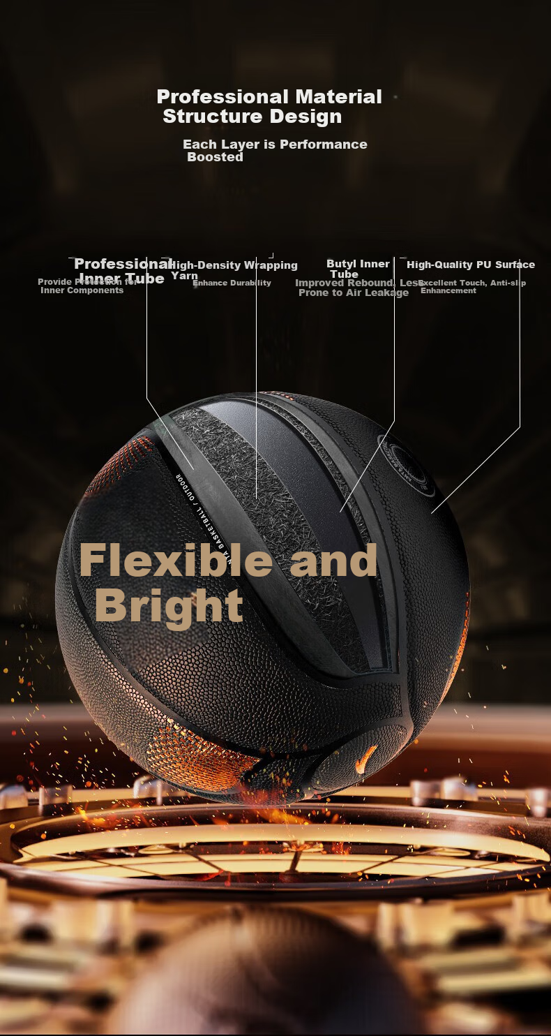 ANTA Basketball Size 7 Adult Competition Ball, Non-Slip, Wear-Resistant, Suitable for Cement Courts, Indoor And Outdoor Use, Professional Youth Basketball 3