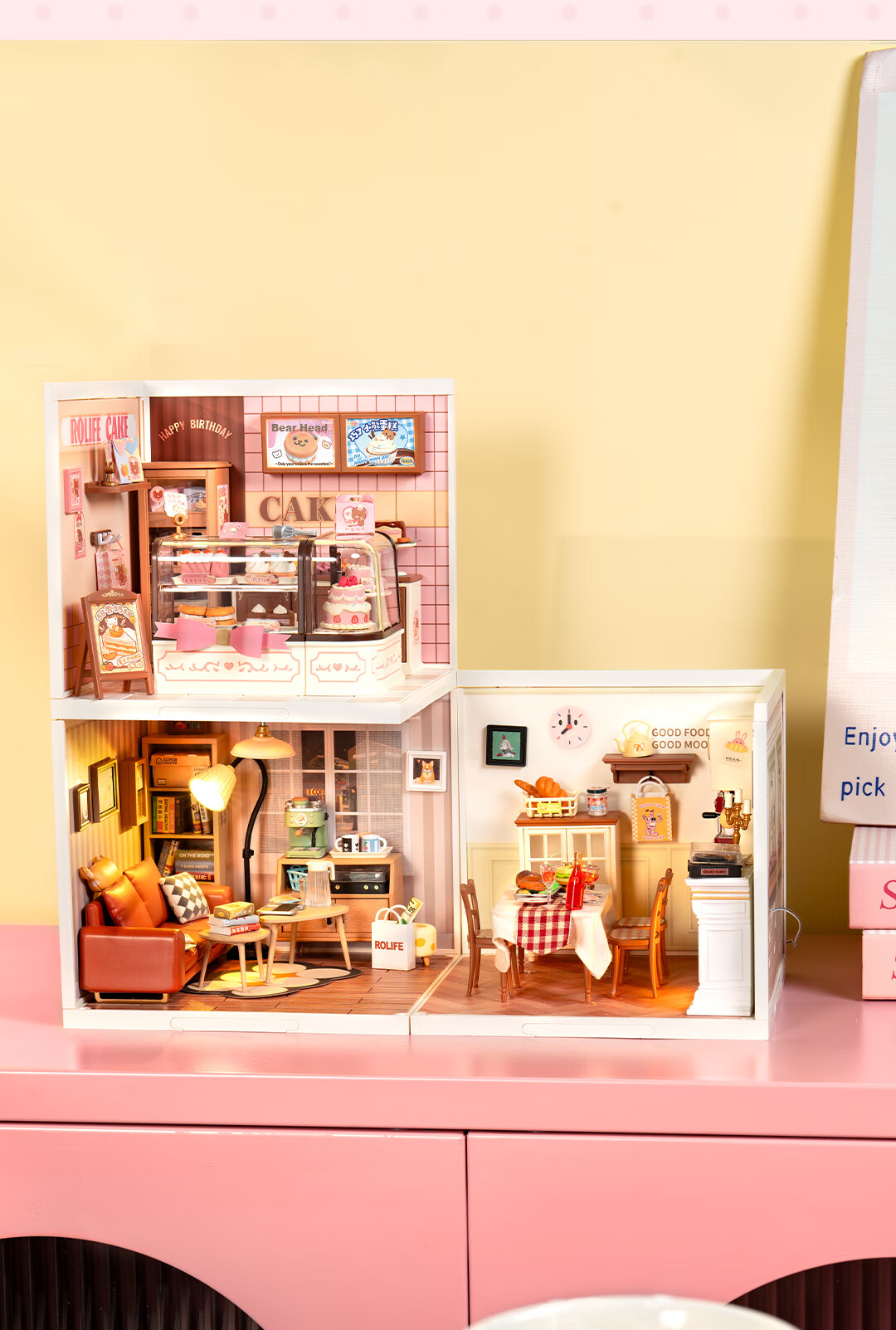 Rolife Super World Café DIY Handmade Miniature House Building Blocks Toy Children's Birthday Gift for Girls 15