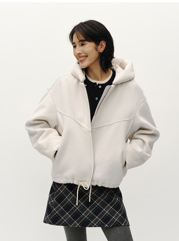 Semir Chen Duling Mall Same Style Women's Short Wool-Blend Warm Oversized Hooded Jacket 101725118001 5