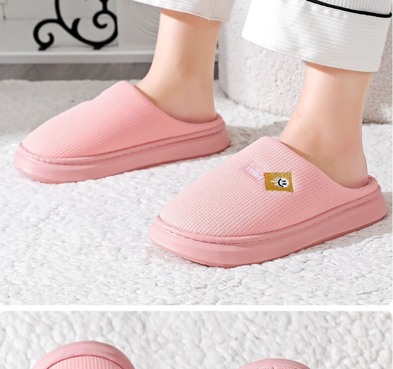 Huamei Jianbu Solid Color Half-Cover Cotton Slippers Unisex Warm Fleece Indoor Outdoor Cotton Slippers HM2506 Red Size 38-39 24
