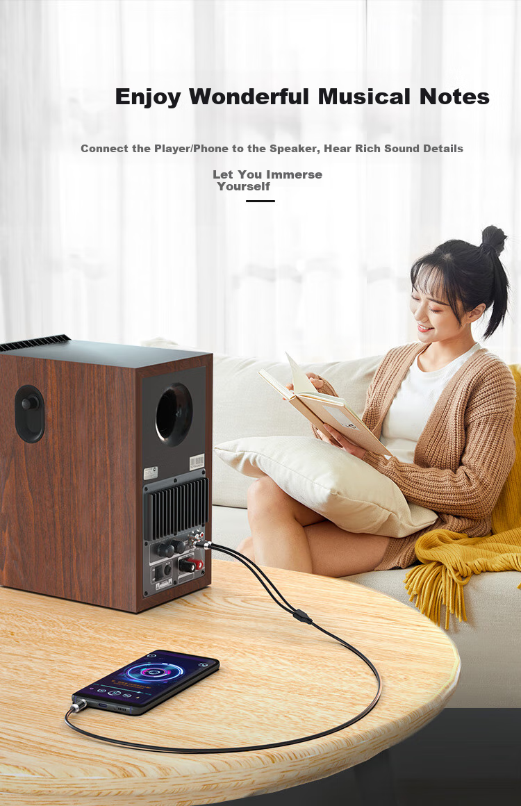 CHOOSEAL (CHOSEAL) 3.5mm to 2RCA Dual RCA, Audiophile-Grade Single Crystal Copper Audio Cable, HiFi Lossless Sound Quality, Phone TV Amplifier Speaker Cable, 5 Meters, QS9908T5 5
