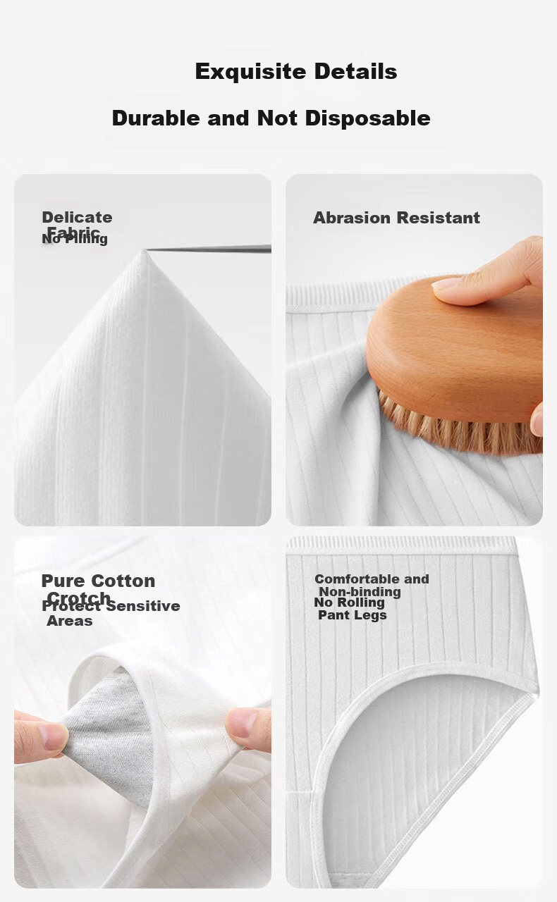 MiiOW Disposable High-Waist Cotton Antibacterial Underwear for Women, Sterilized And No-Wash, 6 Pieces, 3XL 7