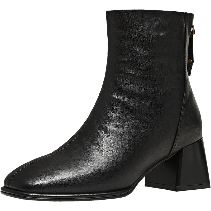 TEENMIX Women's Fashion Ankle Boots Simple Elegant Winter 2025 Black (Fleece Lined) Size 40