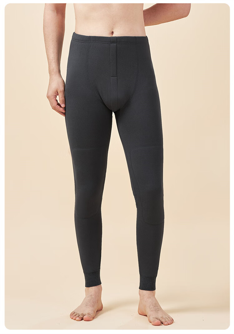 Me feeling Men's Thermal Pants Autumn Winter New Thickened Fleece Lined Wool Silk Knee Support Slim Fit Leggings Plus Size 1