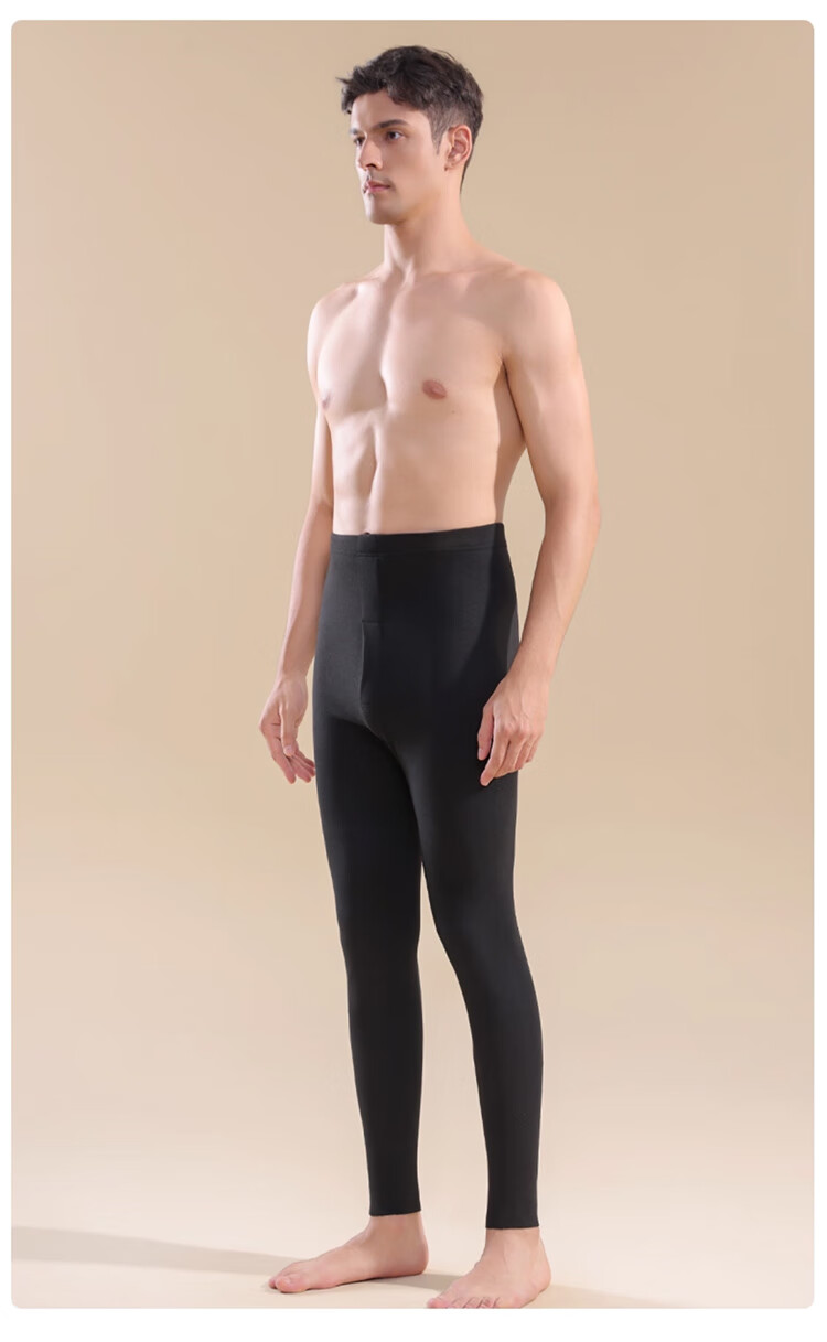 Yalu Men's Thermal Underwear 2-Pack Double-Sided Fleece Seamless Cotton Base Layer Pants Winter Warm Cotton-Lined Long Johns 2
