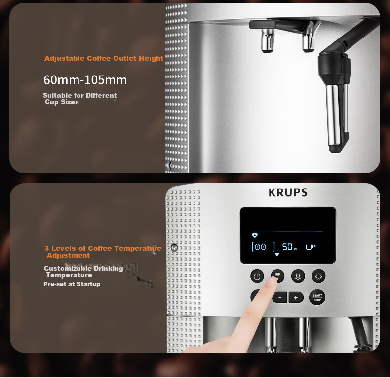 Krups German Coffee Machine for Home/office Use, Fully Automatic Espresso Maker with Built-In Grinder, European Import EA815E80 (Silver) 13