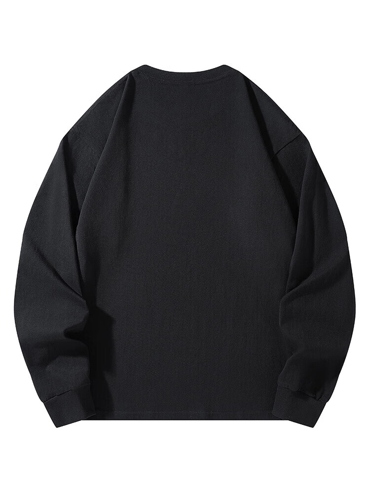 Dingfengbaoluo Pure Cotton American Style Trendy Sweatshirt Men's Autumn Winter Loose Casual Couple Long Sleeve Base Shirt XBY40 Black M 4