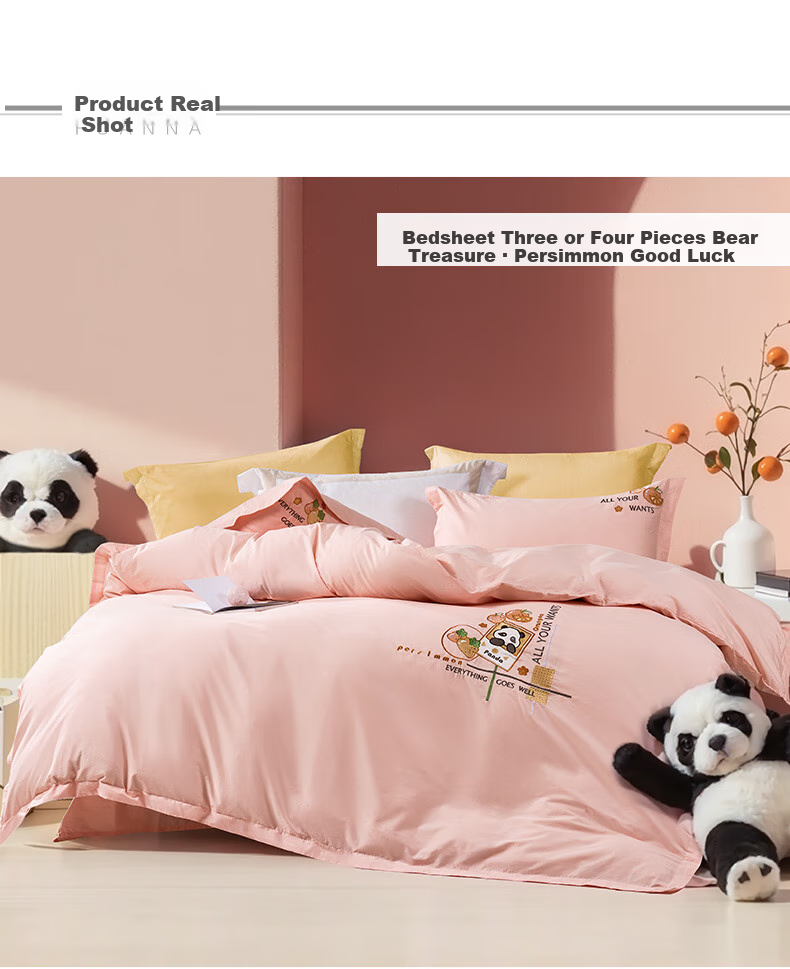 Fuannaertong Bedding, Class A Pure Cotton Four-Piece Set, Cartoon Embroidery, All-Cotton Bed Sheet And Duvet Cover, for 1.5-Meter Bed 8