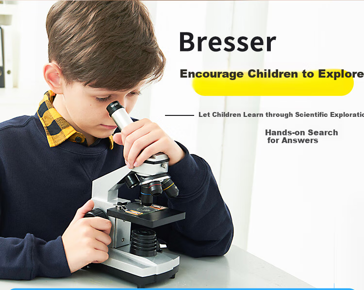 Bresser 88-55030 Microscope, Professional Student Biology Experiment, 1600x High-Definition, with Moving Scale, New Year Gift 18