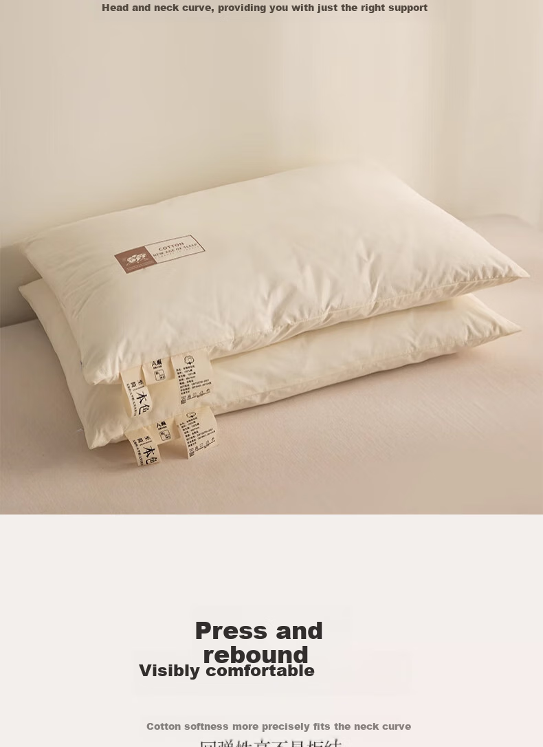 Hodo All-Cotton Pillow, Cervical Pillow for Adults, Sleeping Pillow, Hotel Pillow, Neck Support Pillow, 48*74cm Low Pillow, One Piece 7