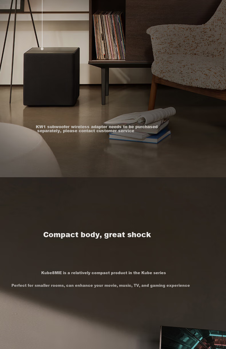 KEF Kube 8 MIE High-Power Active Subwoofer, Home Theater Super Bass Speaker, Low-Frequency Loudspeaker, One Piece, Black, Graduation Gift 4
