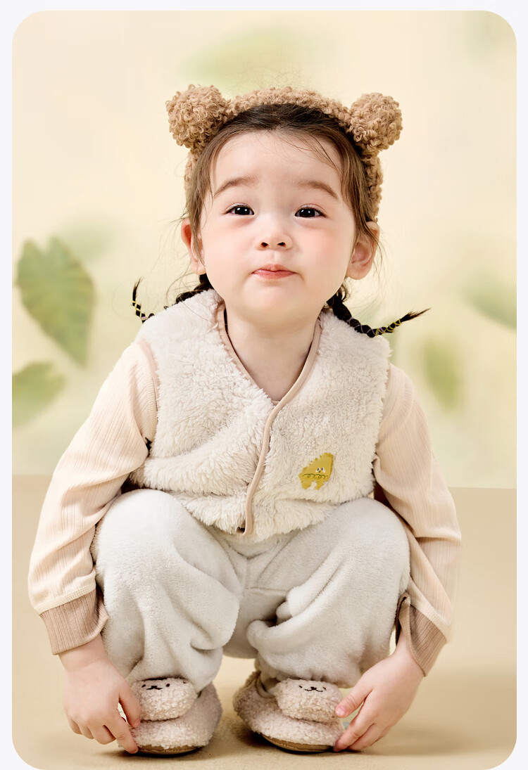 Minibala Antistatic Children's Warm Vest Unisex Baby Autumn Winter Double-Sided Coral Fleece Waistcoat 22