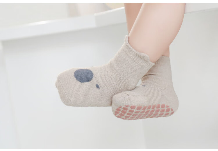Five Cotton 3 Pairs Baby Socks Spring Toddler Non-Slip Floor Socks Insulated Foot Covers Early Education Socks for Children 1