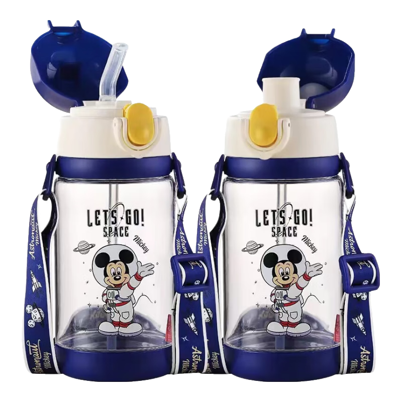 Disney Kids Summer Straw Cup Primary School Direct Drinking Anti-Fall Water Bottle Kindergarten Baby Water Cup