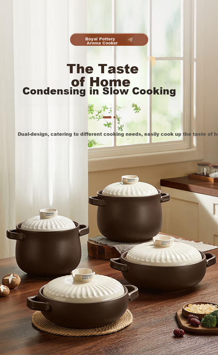COOKER KING Ceramic Pot 4.5L Casserole for Soup, Medicinal Decoction, Porridge, Rice, Stew Pot Health Soup Pot Large Belly Pot for Open Flame Use 1