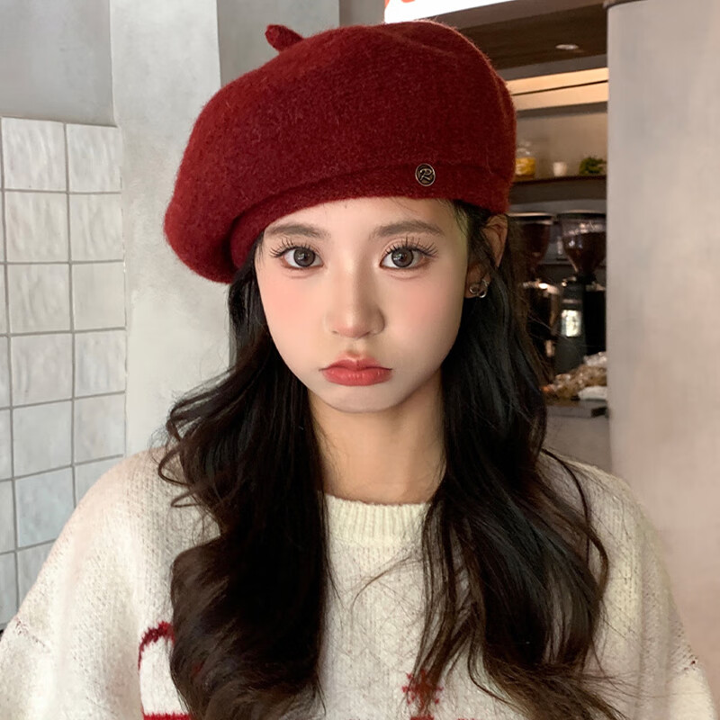XUEXIMAN Women's Beret Autumn Winter Versatile Warm Slim Face Octagonal British Retro Newsboy Painter Hat