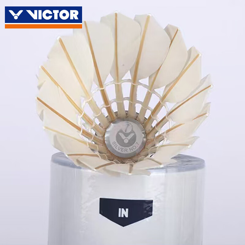 VICTOR Badminton Shuttlecocks, Silver And White, Size 7, Speed 76, Durable, Stable Flight, for Competition And Training, Pack of 12