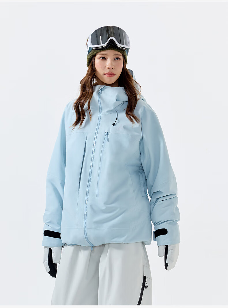 Nanend Skyline Unisex 3L Waterproof Arc Ski Jacket Cream Blue XS 34