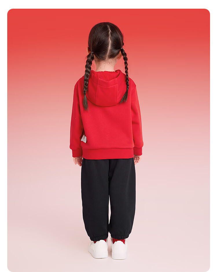 BALABALA Kids Clothing Children's Two-Piece Set Boys and Girls New Year 2025 Spring and Autumn Fleece Lined Outfit Pants Toddler Clothes 3