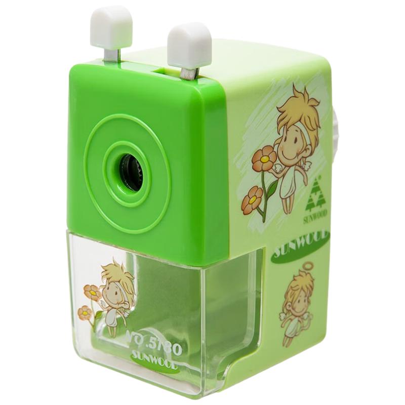 SUNWOOD Cartoon Pencil Sharpener / Student Pencil Sharpener / Rotary Pencil Sharpener, Green, 5180