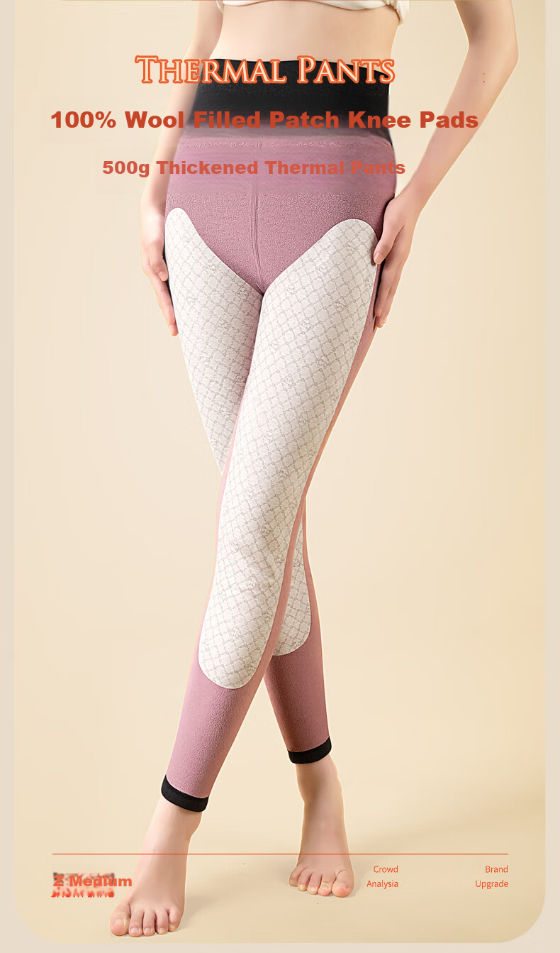 SNOWFLYING 100% Wool Filled Thermal Pants for Women, High-Waisted Tummy Control, Autumn And Winter Fleece-Lined Thick Leggings 1