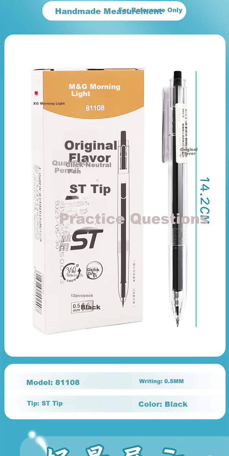 M&G Original Series Quick-Drying Spring Pen, Black ST Tip, Retractable, 0.5mm Office Pen, AGPH7601A, 3 Pcs 5