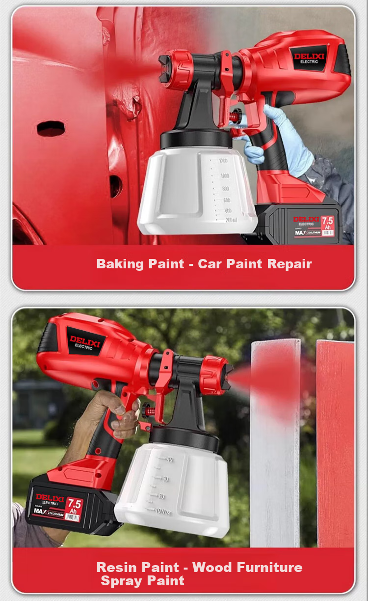DELIXI Electric Paint Sprayer, Lithium Battery-Powered Paint Gun, High Atomization Spray Pot, Latex Paint Tool, Spraying Machine, Plug-In Model 5