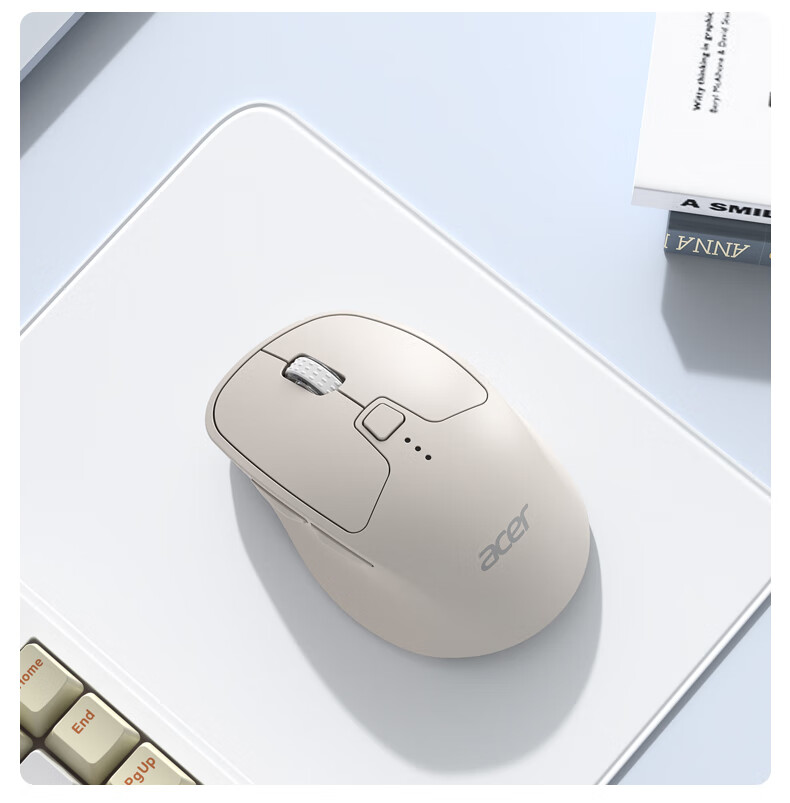 Acer Wireless Bluetooth Dual-Mode Rechargeable Ergonomic Silent Mouse for Office, Compatible with Apple Mac, Huawei Matebook, Laptop, iPad - Milk Tea Color 2
