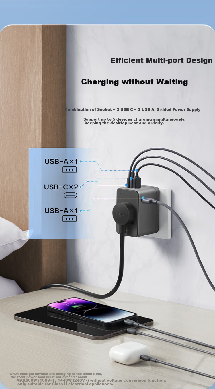 BULL 67W Fast Charging USB Multi-Region Socket Adapter/Power Plug for International Travel, Business Trips, And Studying Abroad, High Power Protection Plug, European Standard, US Standard, Australian Standard, UK Standard GN-L10U67 3
