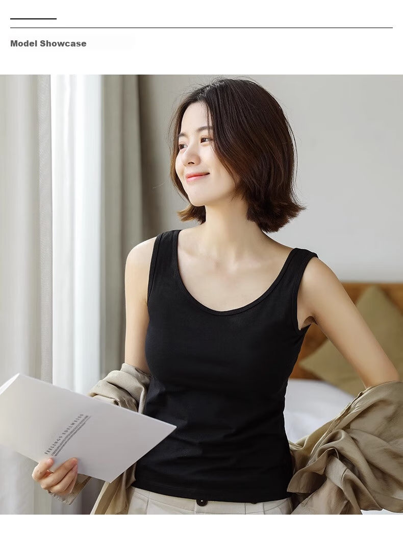 Hengyuanxiang Women's Autumn Pure Cotton Knitted Camisole, Suitable for Outer Wear, Stylish Inner Layering, Base Layer Sports Vest, Small Spaghetti Strap Top 7