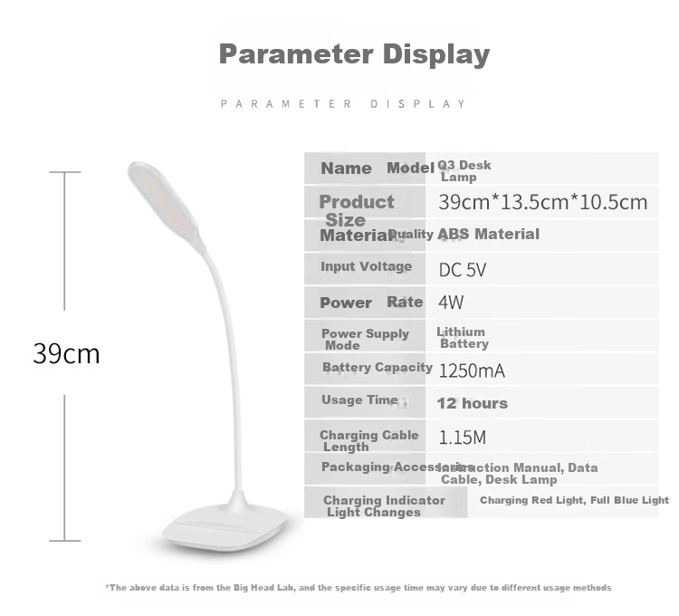 Datouren Rechargeable Desk Lamp Eye Protection Lamp for Students' Study And Reading LED Small Table Lamp Bedroom Bedside Lamp Children's Eye Protection Lamp 10