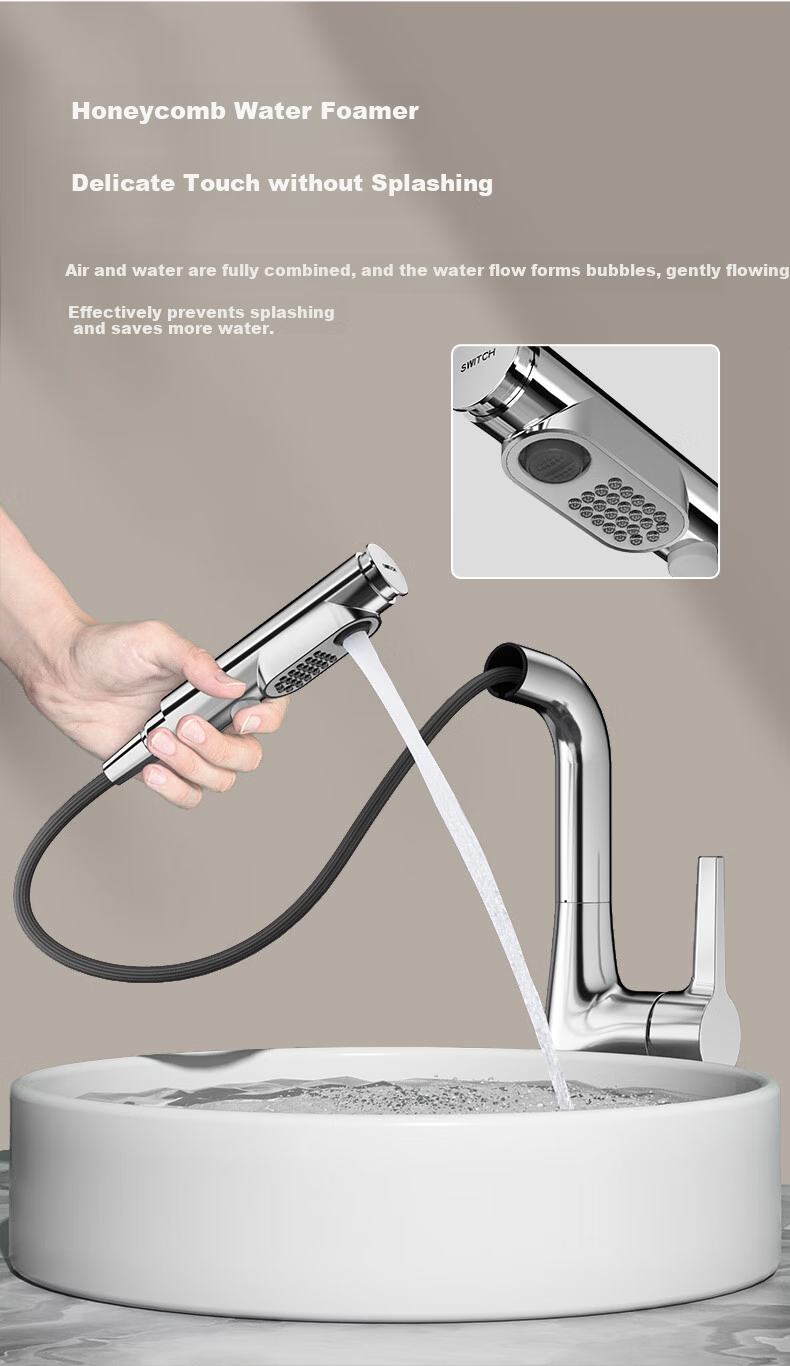 JOMOO Basin Faucet, Multifunctional Pull-Out One-Button Water Stop, Dual Control Hot And Cold Water Outlet, Elegant 32397-594/KB 10