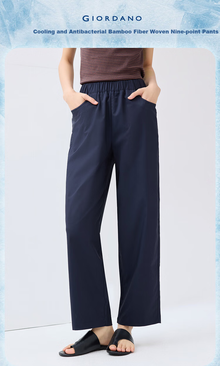 Giordano Outdoor Women's Summer Wear, High-Tech Cooling Antibacterial Elastic Waist Straight-Leg Cropped Pants 05425063 3