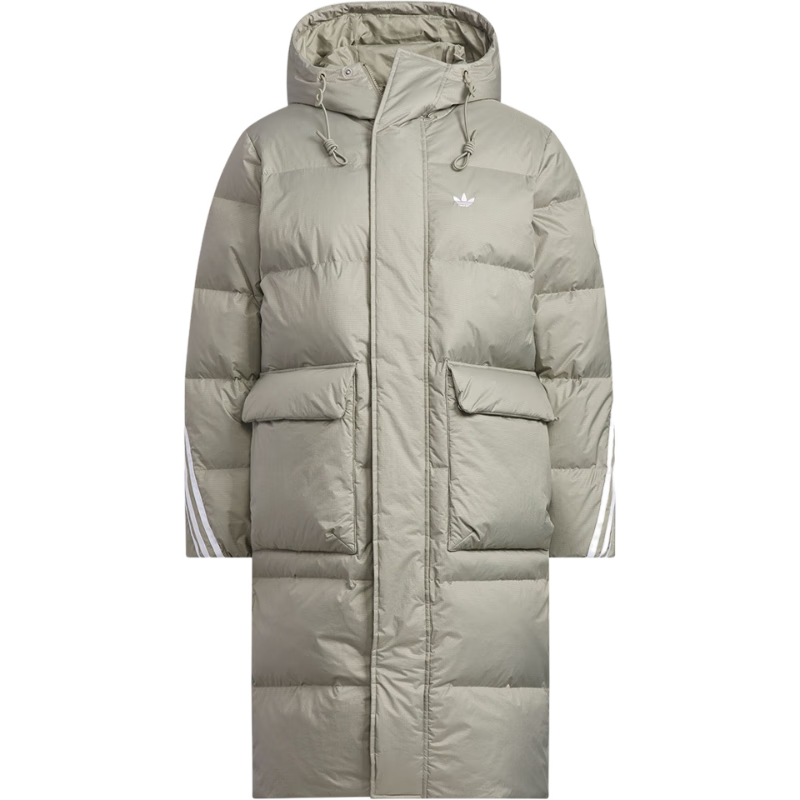Adidas Originals 3S LONG DOWN U Unisex Long Down Jacket KF3698 Silver Gray L