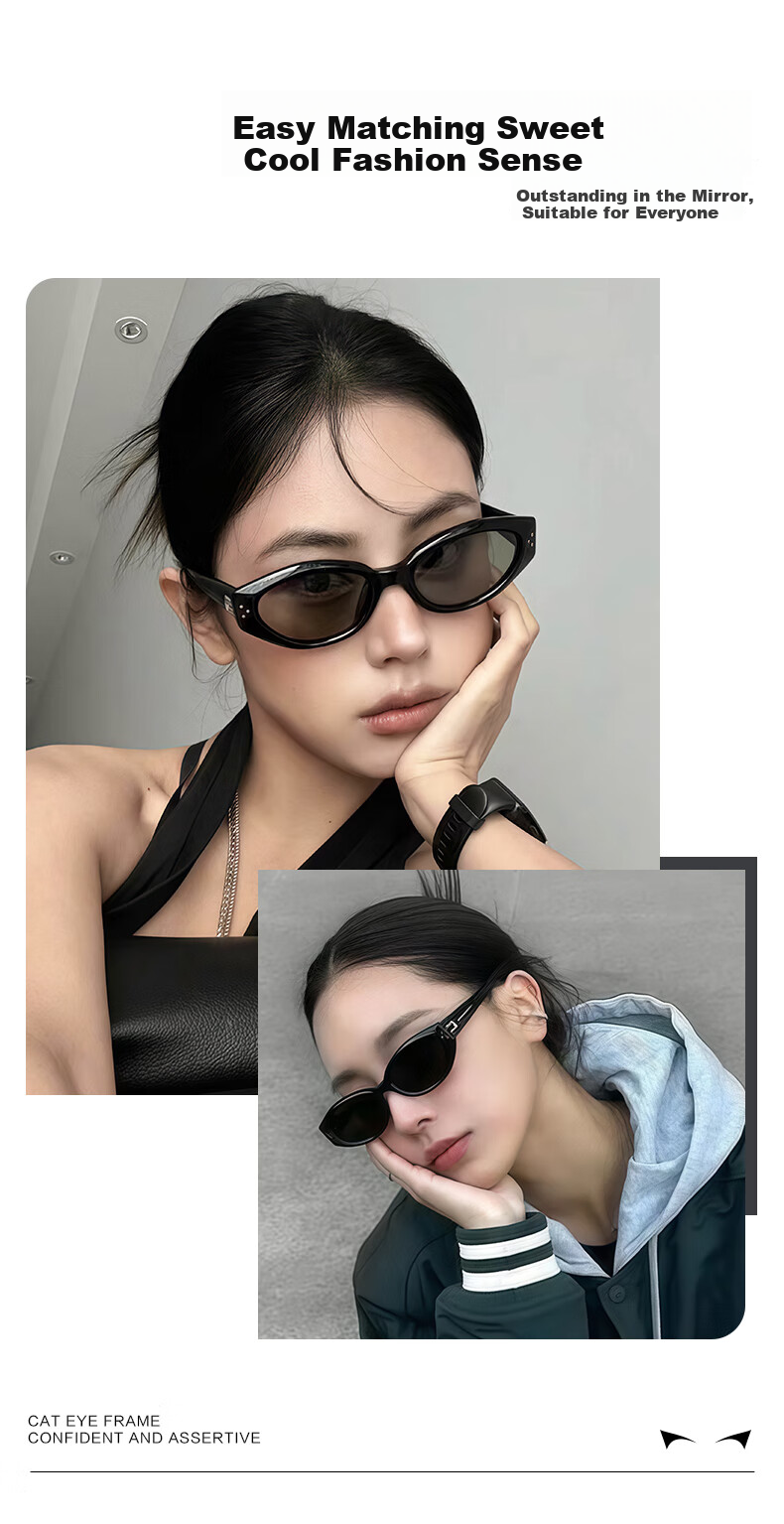 LOHO New Cat-Eye Sunglasses for Women, Small Frame GM Sunglasses, Retro Fashion DADA UV Protection Glasses for Me 5