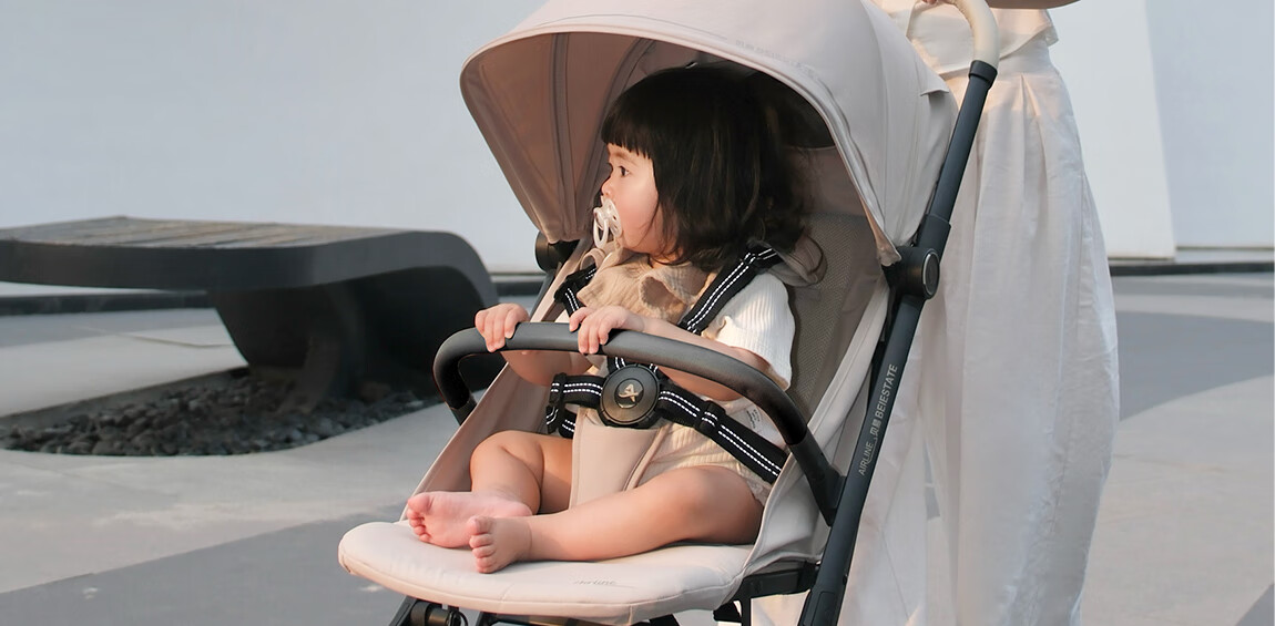 BEIESTATE New Route Baby Stroller Foldable Lightweight Kids Pram Sit and Recline Travel Stroller Mu Bai 1