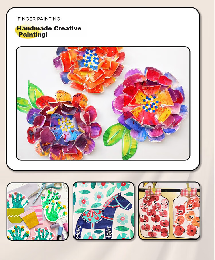 Meiletongnian Finger Paint for Ages 1-4, Washable Finger Painting Toy for Toddlers And Children, Doodle And Drawing Set, Birthday Gift 8