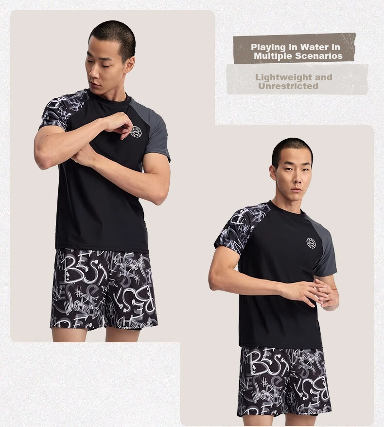 Jeep Men's Printed Swimwear, Anti-Embarrassment Swimsuit, Quick-Drying Professional Adult Hot Spring Swimming Gear, Graphite Color 2XL 4