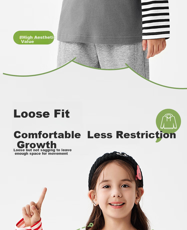 Badibadi Spring And Autumn Pure Cotton Long-Sleeve T-Shirt for Infants And Children, Faux Two-Piece Versatile Base Layer, White with Fun Letter Design, Size 100 10