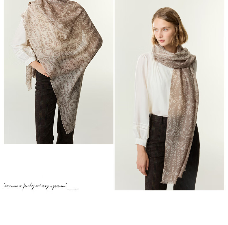 ELLE [Gift Box Set] 100% Pure Wool Women's Scarf Shawl Printed Gift for Mom Girlfriend 3