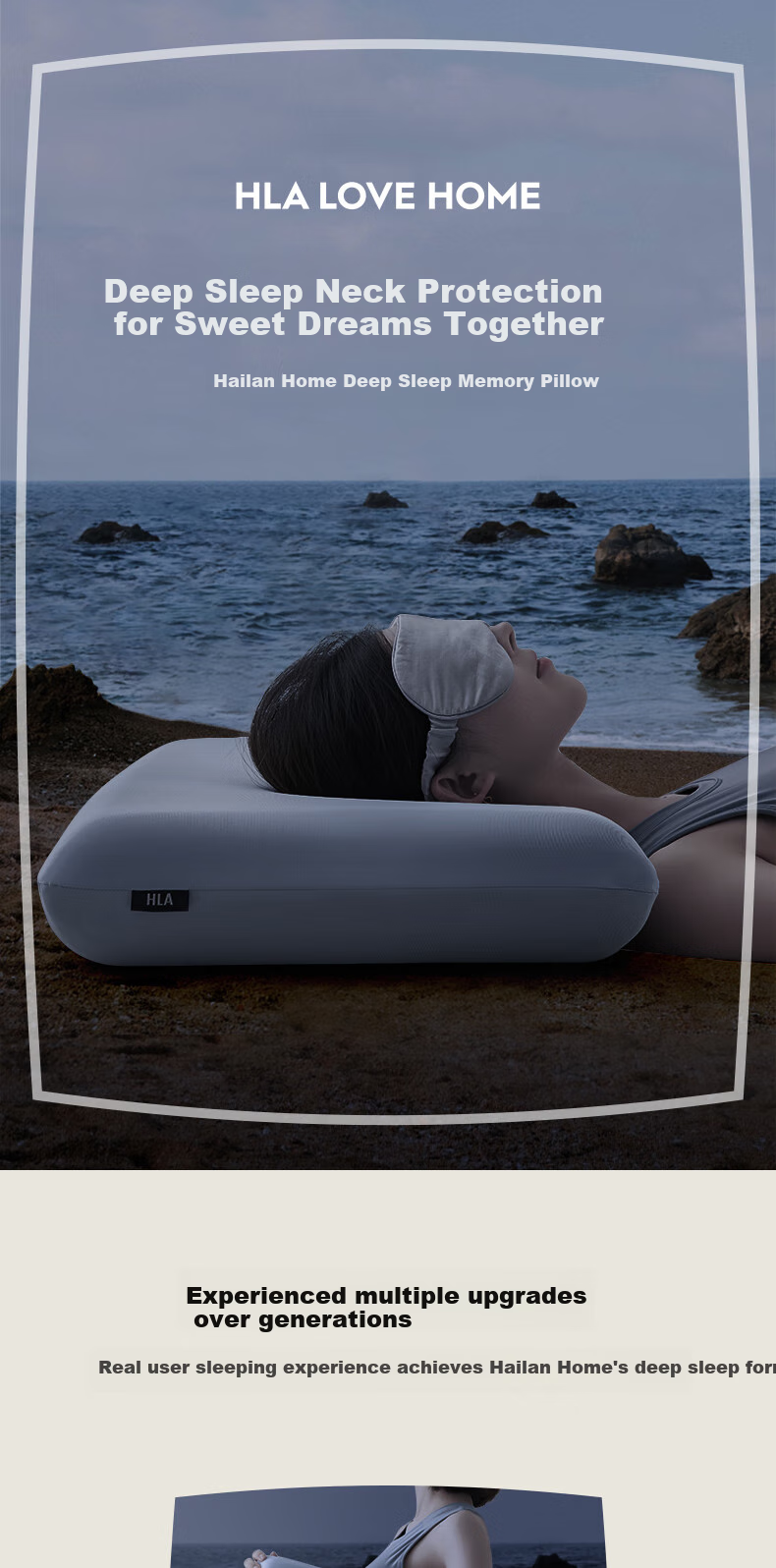 HLA Deep Sleep Memory Foam Pillow, Class A Cervical Spine Protection, Sleep Aid Pillow Core with Cooling Pillowcase, 70*42*12cm Single Pack 1