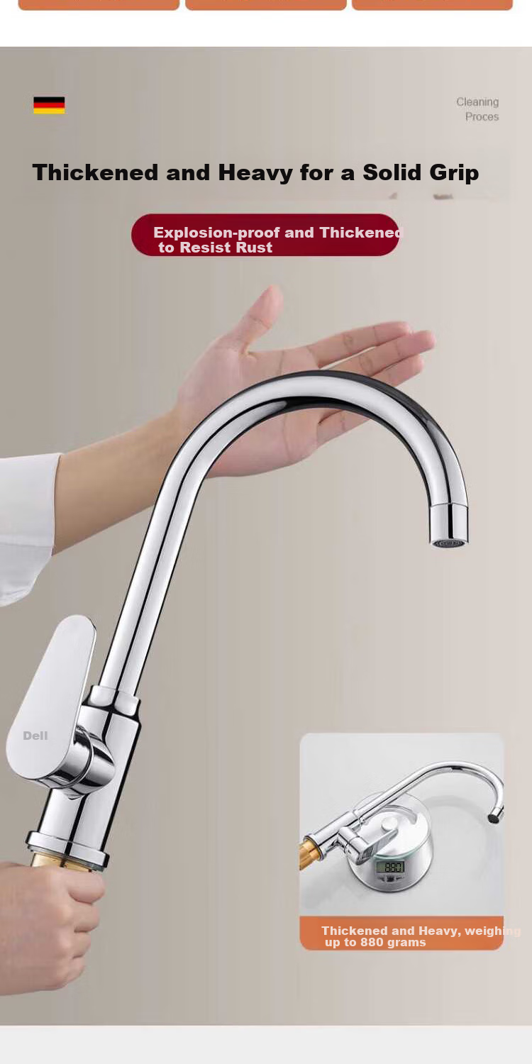 Deer [28-Year Brand] Kitchen Single Cold Water Tap Sink Basin Washbasin Sink with Swivel Rotating Pressure-Boosting Anti-Splash Functio 5